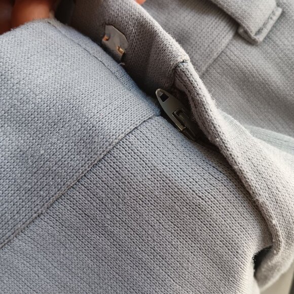 36x31 Vintage 70's Polyester Knit Pants Light Gray Flare Stretch Distress Lawyer - Picture 10 of 10